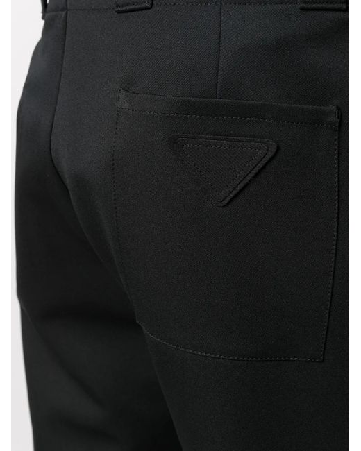 Prada Black Logo Patch Cropped Trousers for men