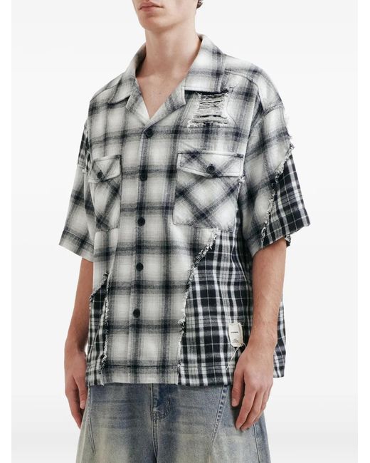 FIVE CM Gray Check Patch Shirt for men