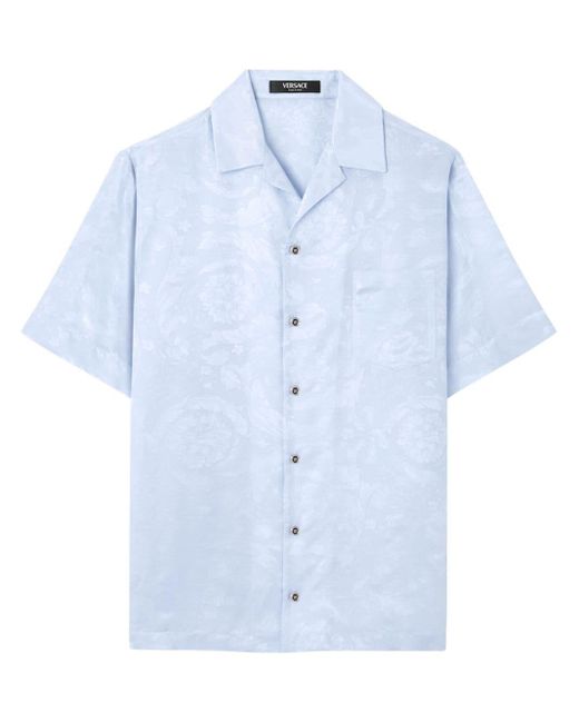 Versace Blue Barocco-jacquard Shirt for men