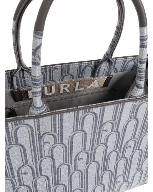 Furla Gray Large Opportunity Patterned Tote Bag