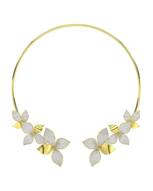 Marchesa Metallic 18kt Yellow Gold Wild Flower Diamond Necklace