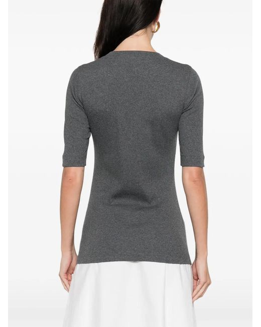 Brunello Cucinelli Gray V-Neck Embellished T-Shirt