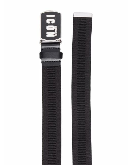 DSquared² Black Logo-patch Buckle Belt for men