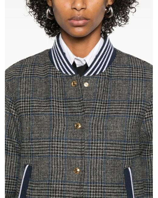 Thom Browne Gray Tweed-Bomberjacke Mit Prince Of Wales-Karo
