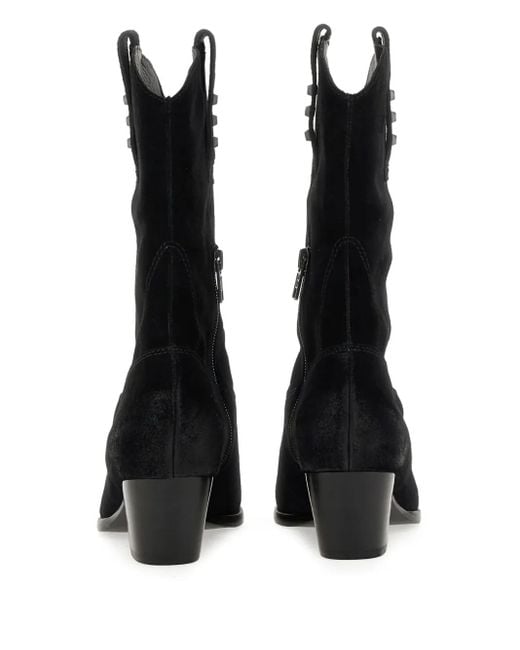 Ash Black Suede Studded Ankle Boots