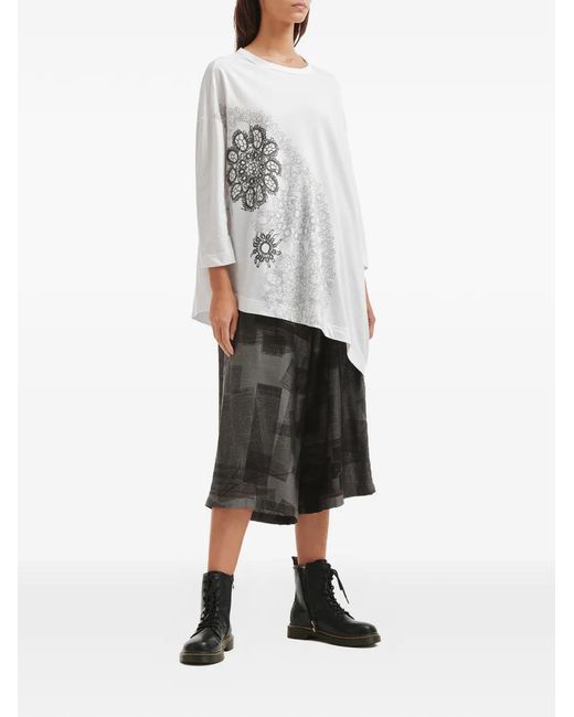 Y's Yohji Yamamoto Newspaper-Print Wide-Leg Trousers in Gray | Lyst