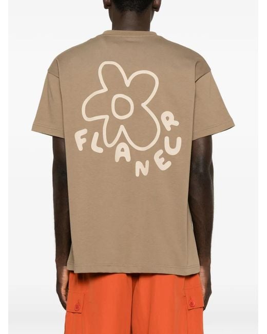 flâneur Natural Blossom Logo-Print Crew-Neck T-Shirt for men