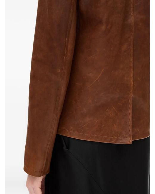 Ann Demeulemeester Brown Grained Calf Leather Jacket