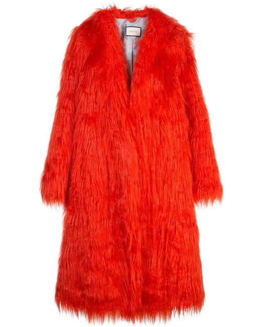 Gucci Red Faux Fur Coat