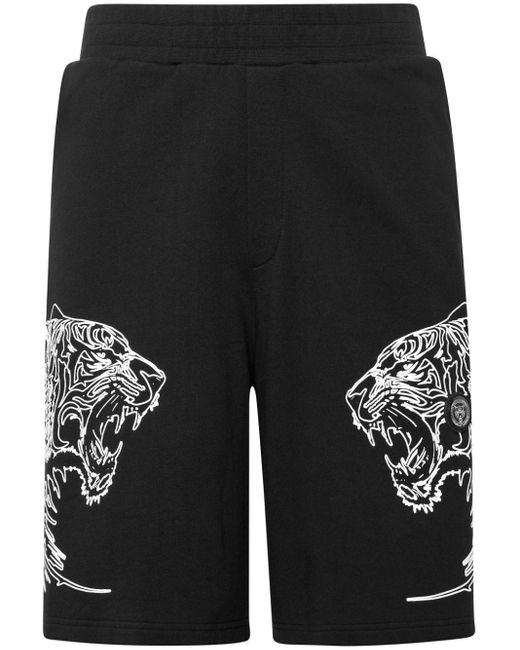 Shorts sportivi con stampa Tiger di Philipp Plein in Black da Uomo