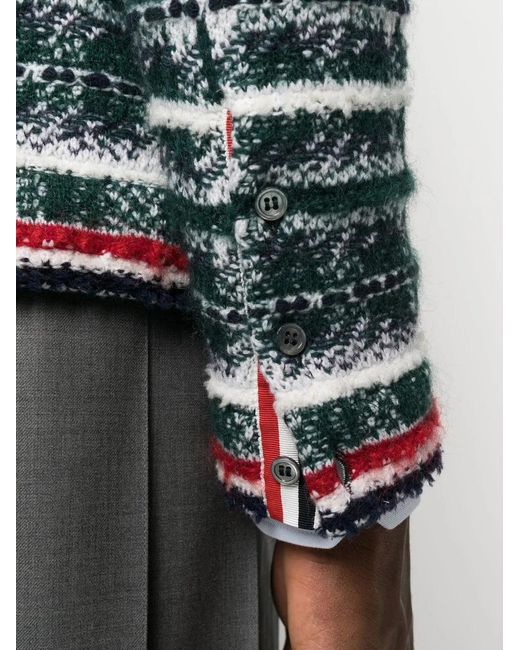 Thom Browne Green Tartan-Check-Pattern Cardigan for men