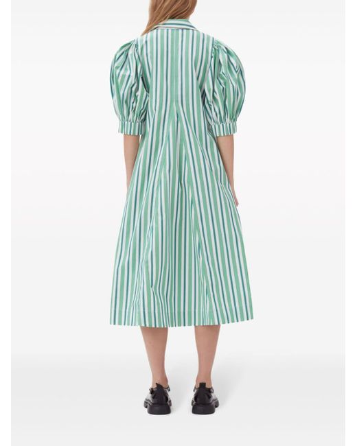 Ganni Blue Striped Organic Cotton Shirtdress