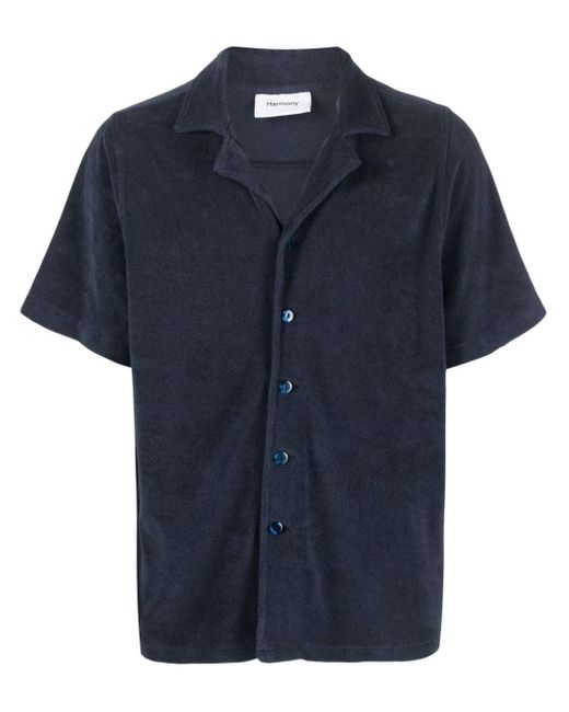 Harmony Blue Short-sleeve Terry-cloth Shirt for men