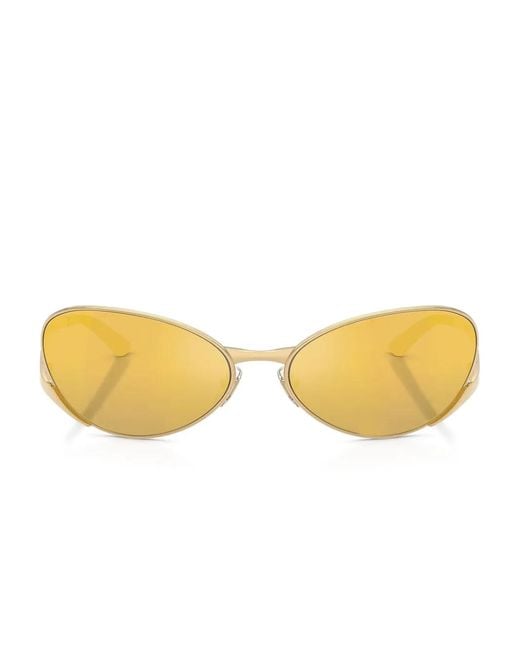 Versace Yellow Metallic Oval-Frame Sunglasses