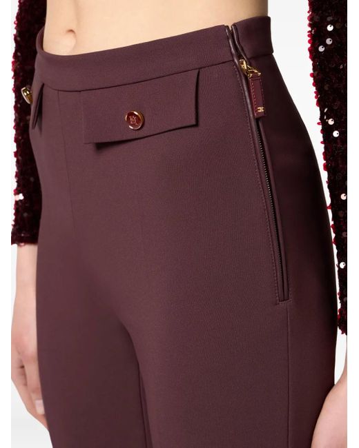 Elisabetta Franchi Purple Double-Crêpe Zip Trousers