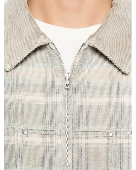 Represent White Plaid Corduroy-Collar Overshirt for men