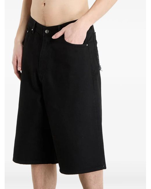 HELIOT EMIL Black Fence Denim Shorts for men