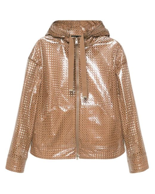 Herno Natural Coated Pattern-lace Hooded Jacket