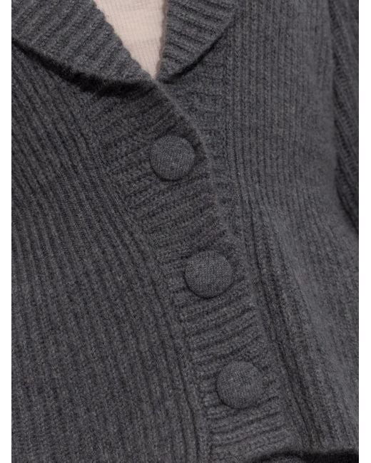 Lisa Yang Gray Button Shawl-Collar Cardigan