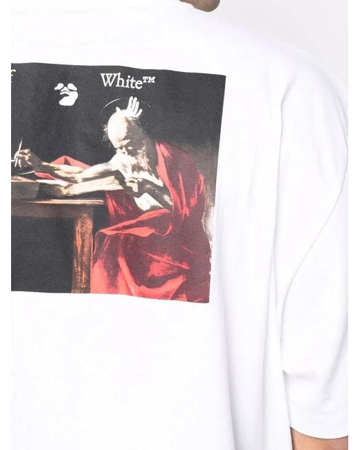 Off-White c/o Virgil Abloh White Caravaggio Paint Over T-Shirt for men