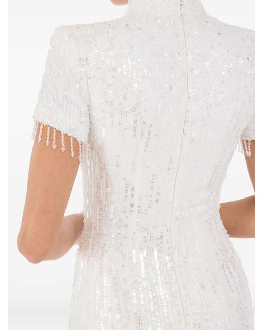 Jenny Packham White Madeleine Sequin Beaded Dress