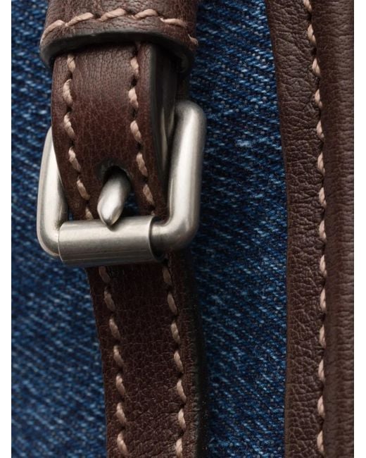 Prada Blue Bonnie Medium Denim And Leather Handbag