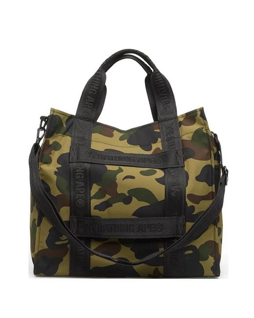 A Bathing Ape Black Camo Sliding Tote Bag for men