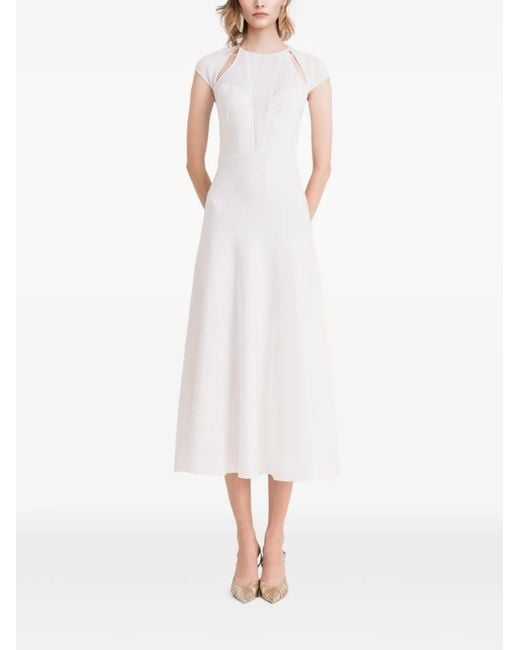 Gemy Maalouf White Cut-Out Detail Midi Dress
