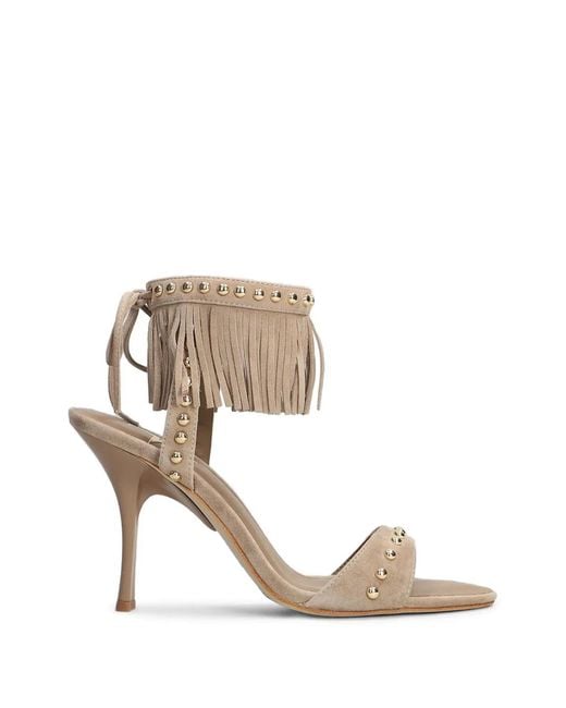Marc Ellis White Fringed Stud-Embellished Sandals