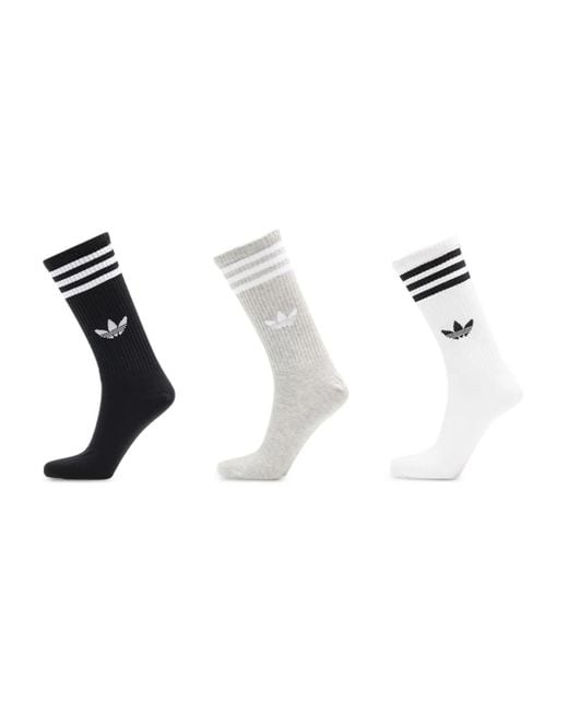 Calzini Con Dettaglio A Righe (3 Pezzi) di Adidas in White da Uomo