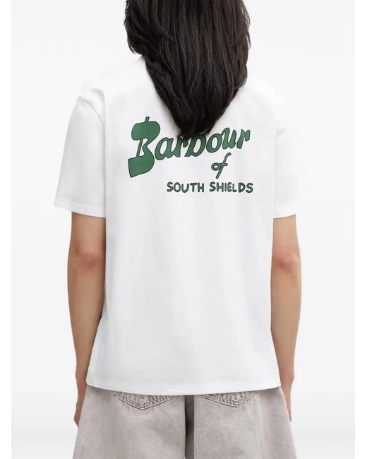Barbour White Logo-Print T-Shirt for men
