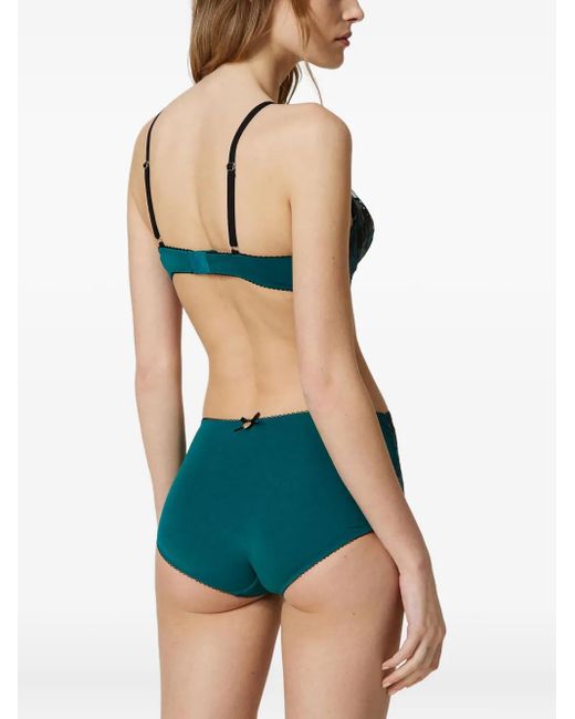 Sujetador con aros y tul bordado Twinset de color Green