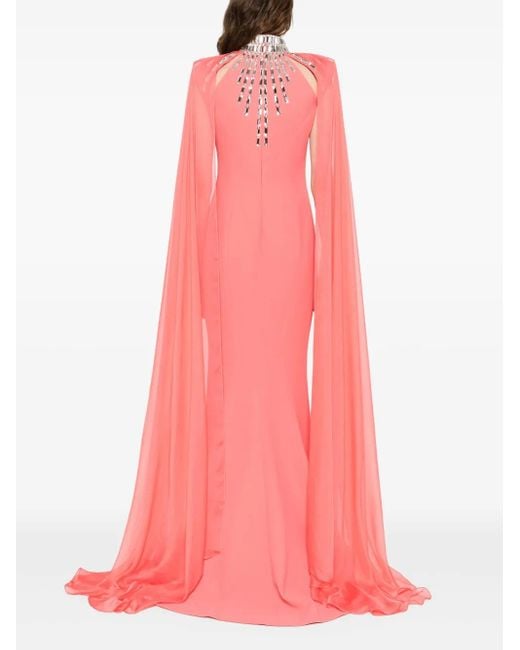 Jean Louis Sabaji Pink Embellished Cape Dress