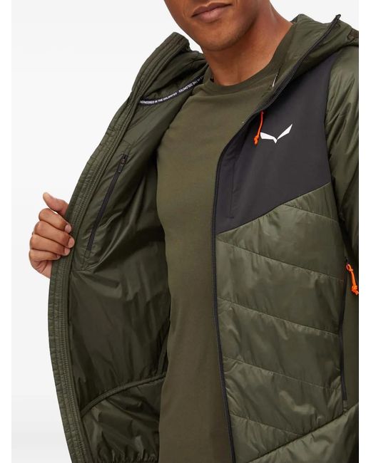 Salewa Green Quilted Hooded Jacket for men