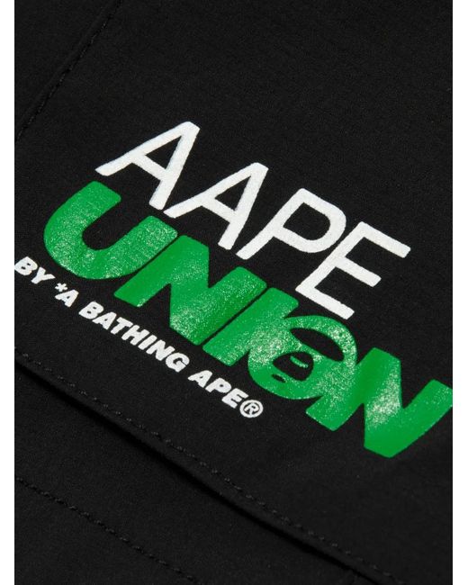 Aape By A Bathing Ape Black Cargo Logo Shorts for men