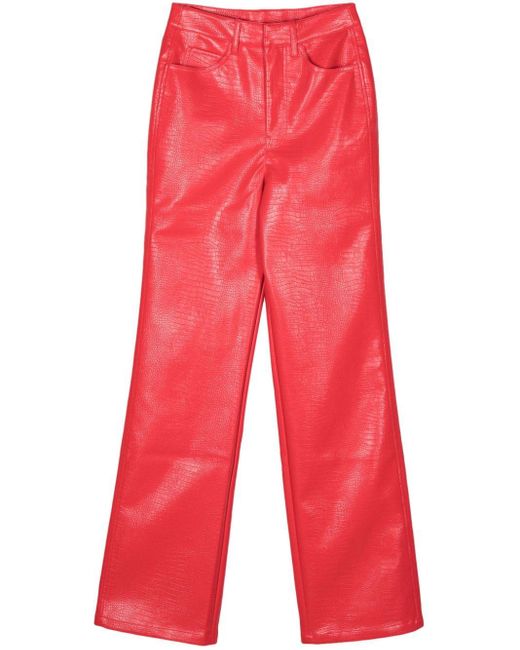 Pantalon droit en cuir artificiel ROTATE BIRGER CHRISTENSEN en coloris Red