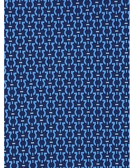 Ferragamo Blue Gancini Pattern Tie for men