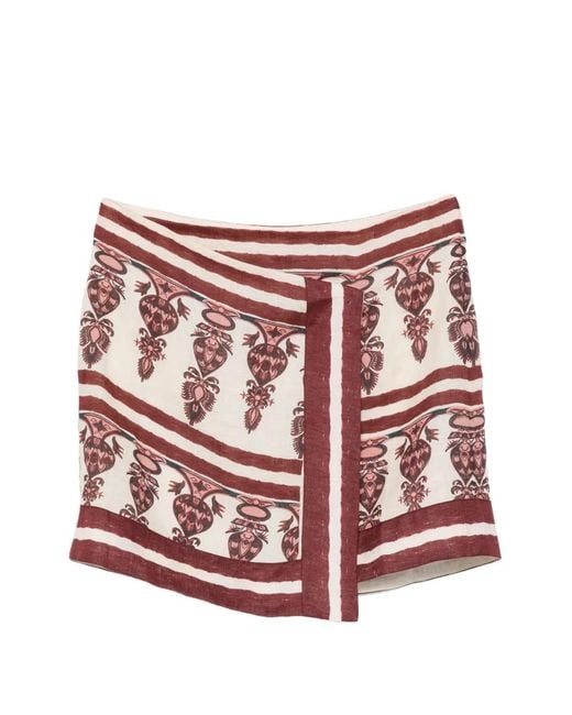 Johanna Ortiz White Roots Pattern Mini Skirt