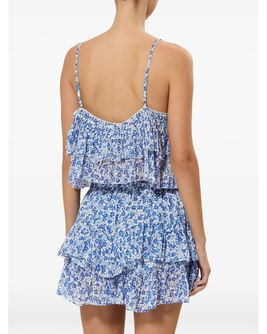 Isabel Marant Blue Erisa Ruffled Floral-Print Top