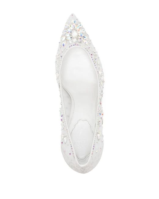Rene Caovilla White 80Mm Crystal-Embellished Pumps