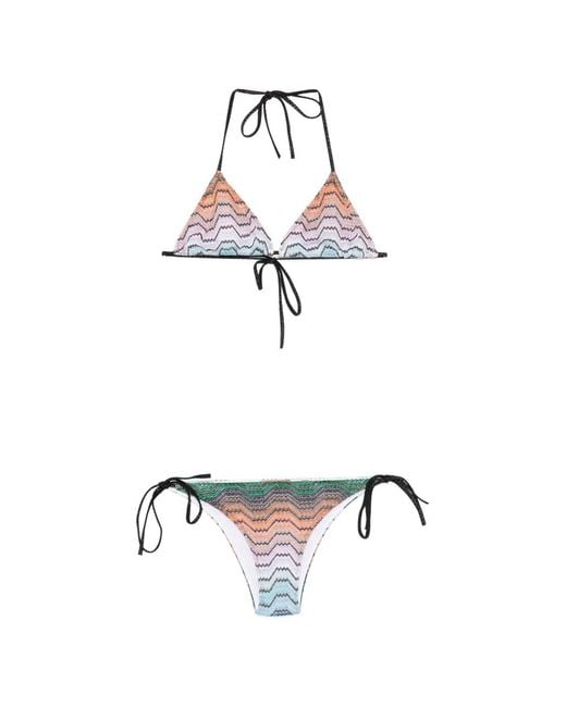 Missoni White Zigzag-Knit Triangle Bikini