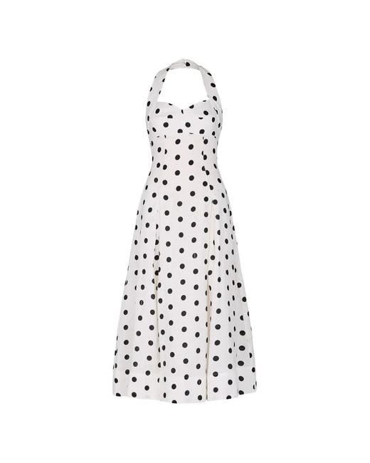 Nicholas White Robe Mi-Longue Seraphina À Pois