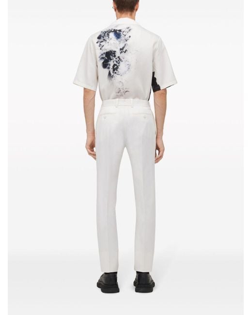 メンズ Alexander McQueen Dutch Flower シルクシャツ White