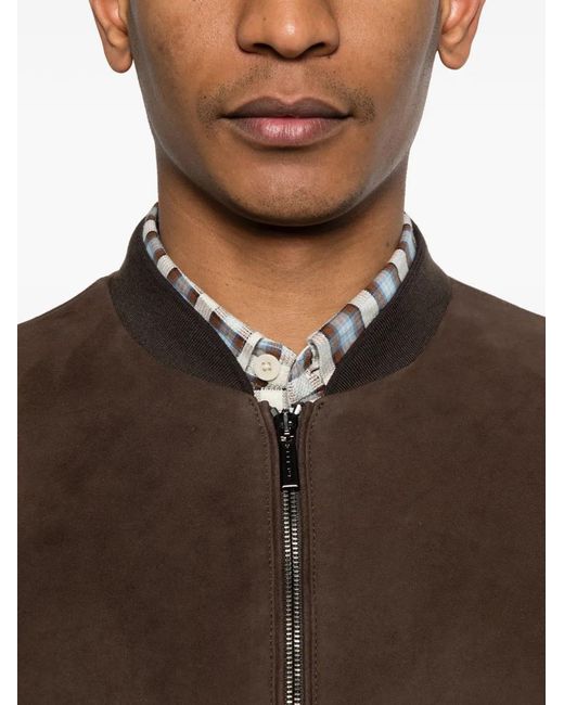 Moorer Blue Suede Bomber Jacket for men