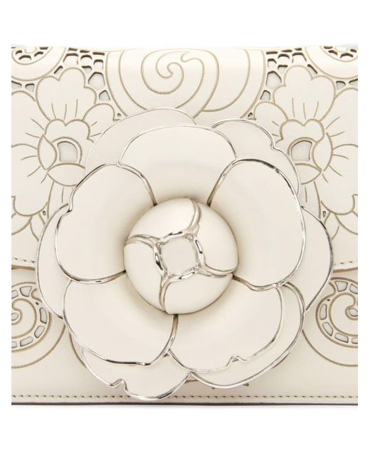 Bolso de hombro Tro con aplique floral Oscar de la Renta de color White