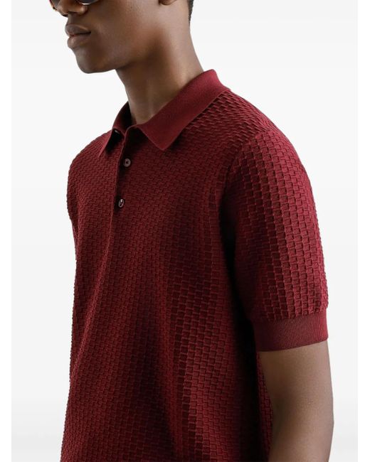 Dolce & Gabbana Red Knitted Polo Shirt for men