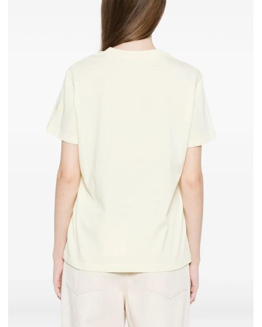 Moncler White T-Shirt À Logo Imprimé