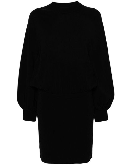 Semicouture Black Mock-neck Long-sleeved Minidress