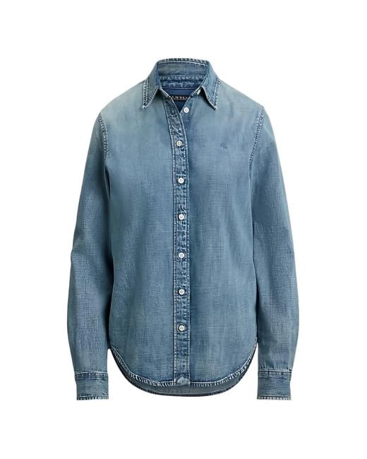 Ralph Lauren Blue Logo-Embroidered Denim Shirt