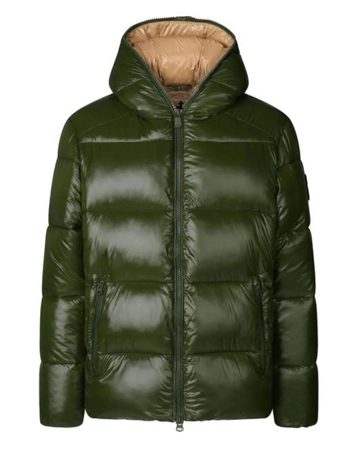 Save The Duck Green Hooded Puffer Jacket for men